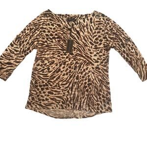 Cable and Gauge Women’s Animal Print Open 3/4 Sleeves Top Size M